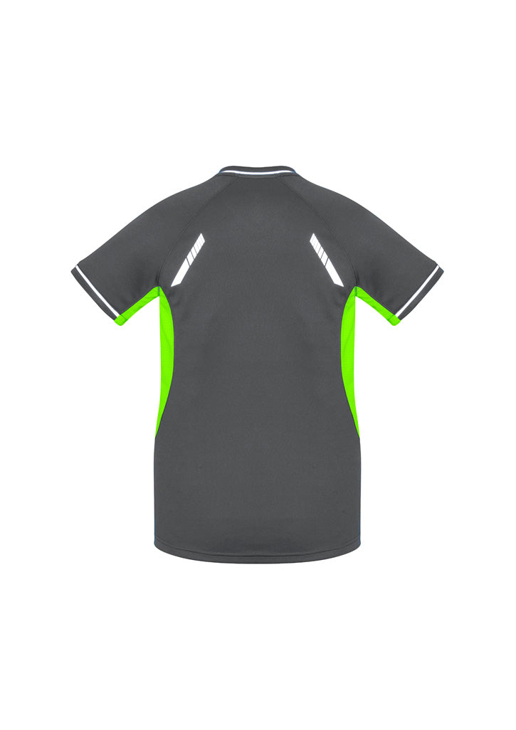 Biz Collection Womens Renegade Short Sleeve Tee - Grey/Fluoro Lime/Silver