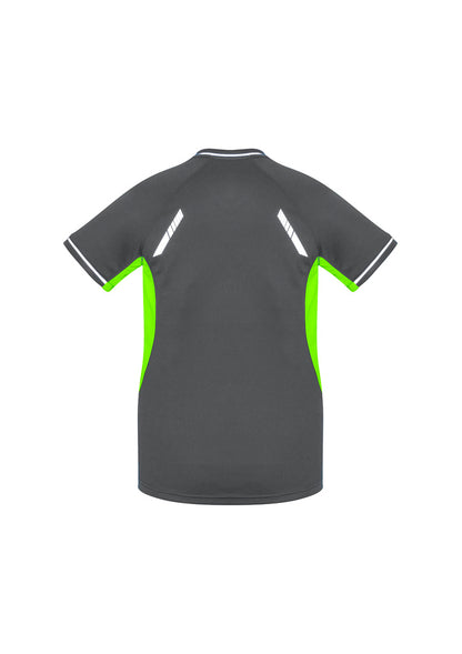 Biz Collection Womens Renegade Short Sleeve Tee - Grey/Fluoro Lime/Silver