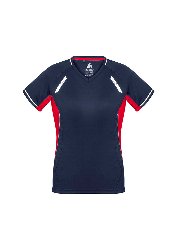 Biz Collection Womens Renegade Short Sleeve Tee - Navy/Red/Silver