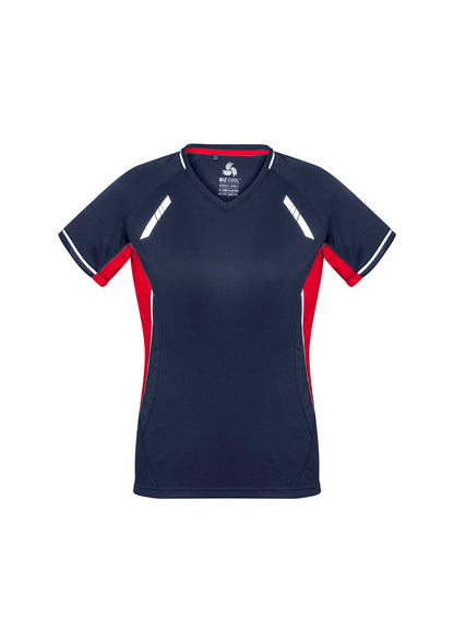 Biz Collection Womens Renegade Short Sleeve Tee - Navy/Red/Silver