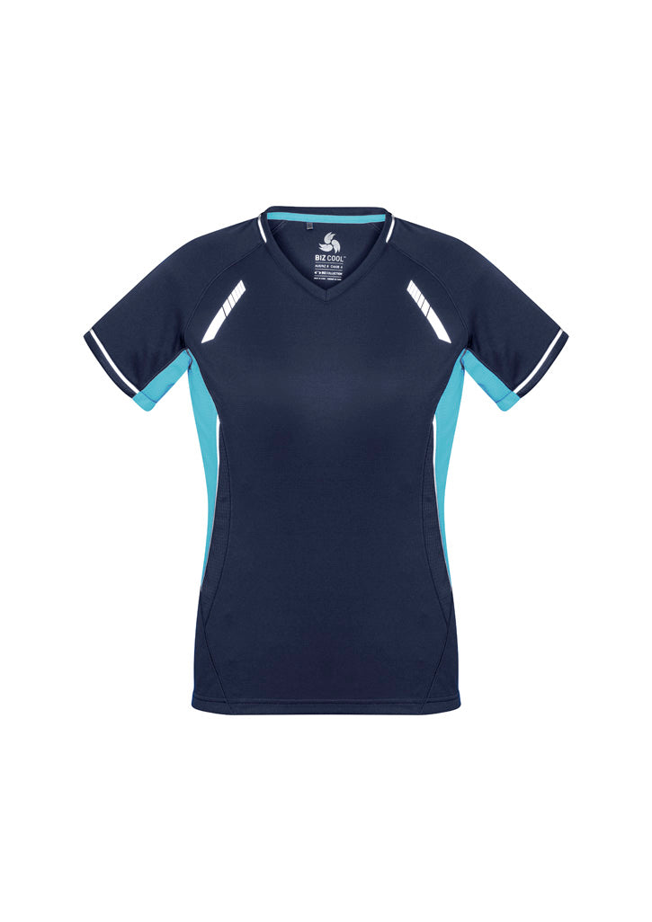 Biz Collection Womens Renegade Short Sleeve Tee - Navy/Sky/Silver