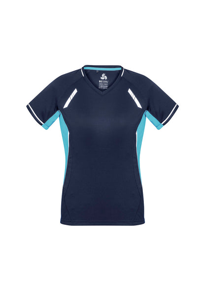 Biz Collection Womens Renegade Short Sleeve Tee - Navy/Sky/Silver