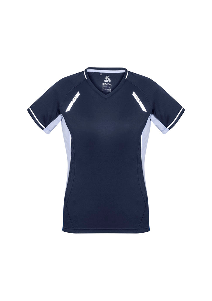 Biz Collection Womens Renegade Short Sleeve Tee - Navy/White/Silver