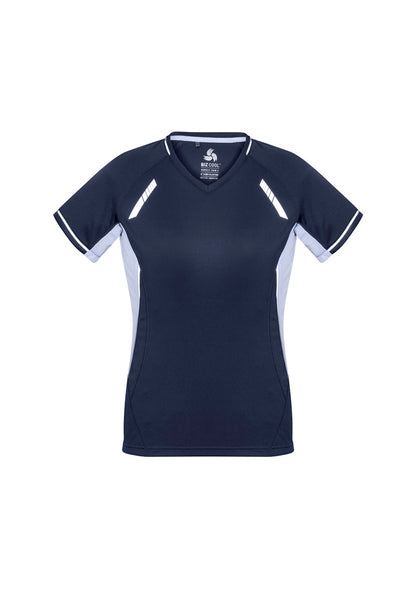 Biz Collection Womens Renegade Short Sleeve Tee - Navy/White/Silver