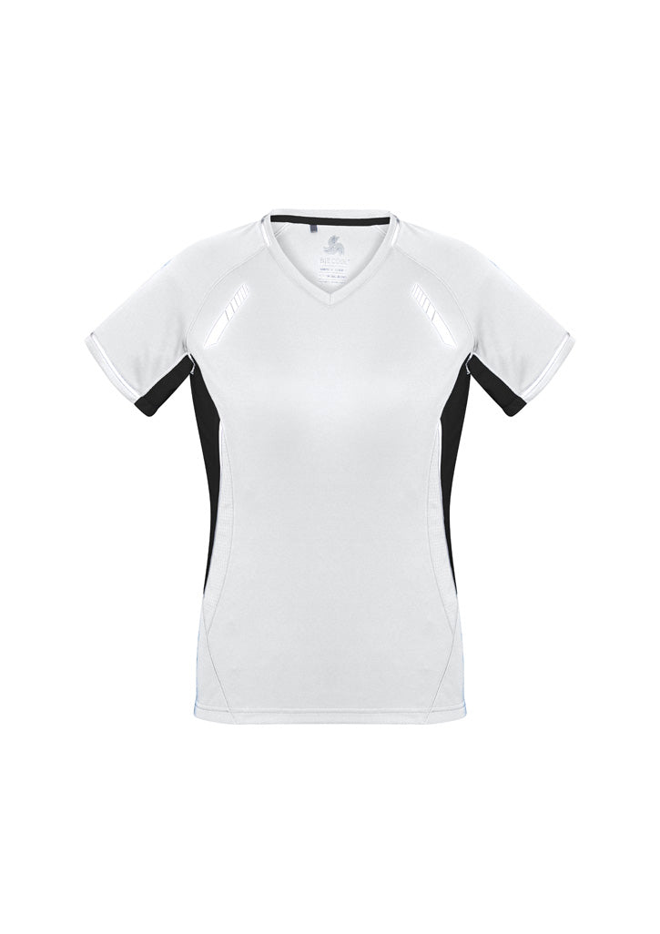 Biz Collection Womens Renegade Short Sleeve Tee - White/Black/Silver