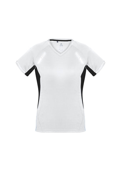 Biz Collection Womens Renegade Short Sleeve Tee - White/Black/Silver