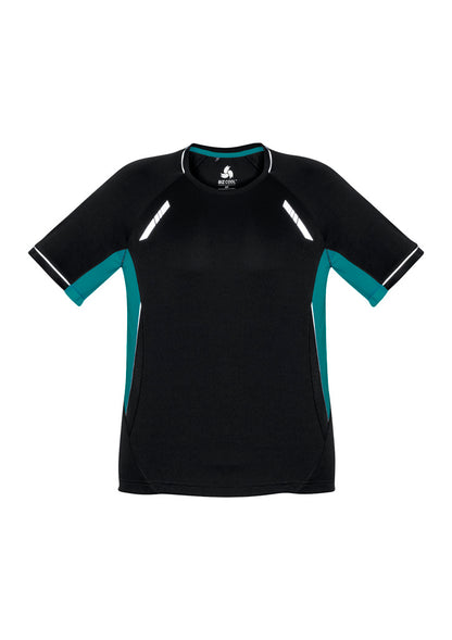 Biz Collection Mens Renegade Short Sleeve Tee - Black/Teal/Silver