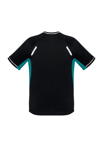 Biz Collection Mens Renegade Short Sleeve Tee - Black/Teal/Silver