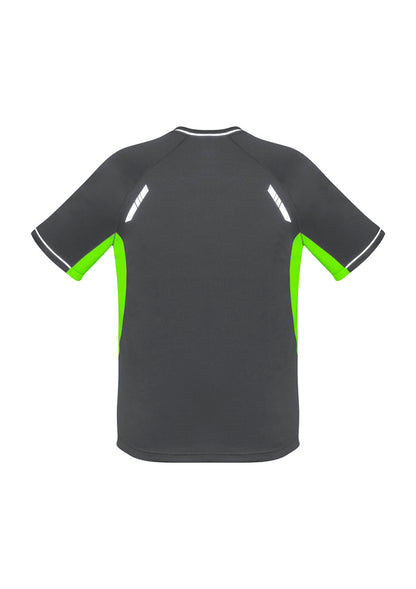 Biz Collection Mens Renegade Short Sleeve Tee - Grey/Fluoro Lime/Silver
