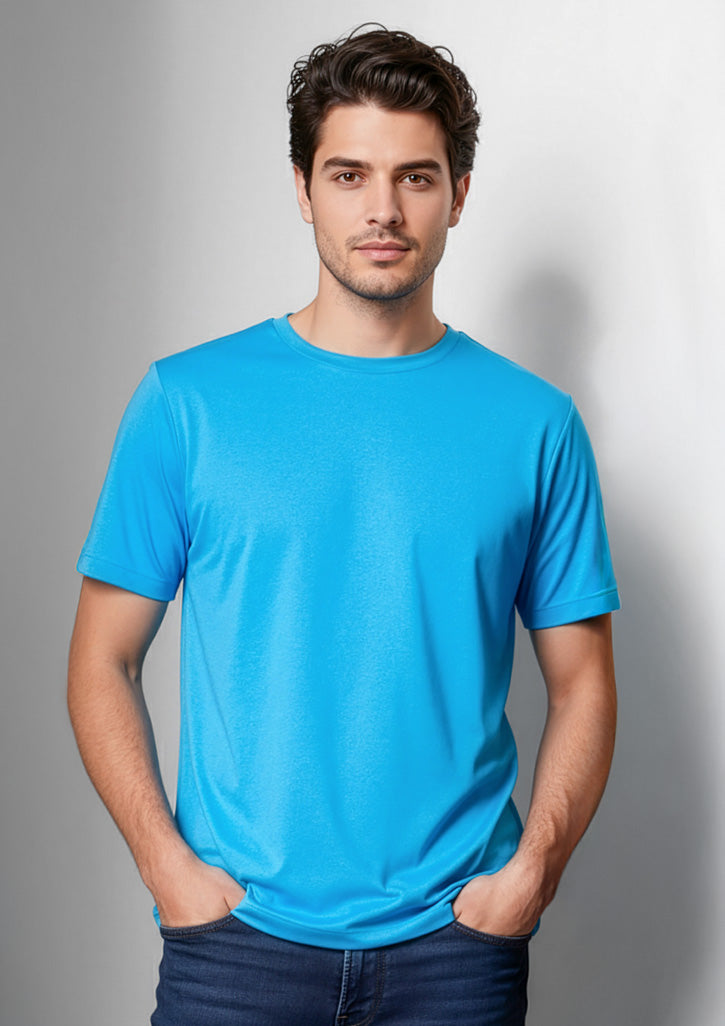 Biz Collection Mens Aero Short Sleeve Tee - Cyan