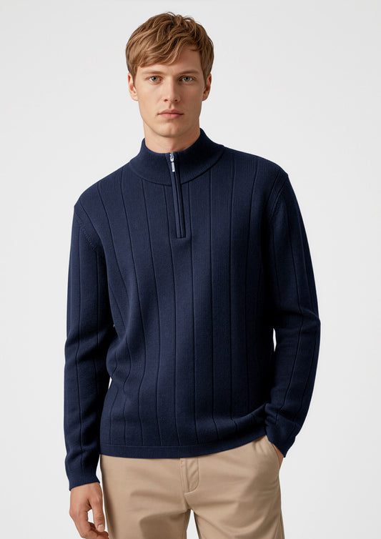 Biz Collection Mens 80/20 Wool Pullover - Navy