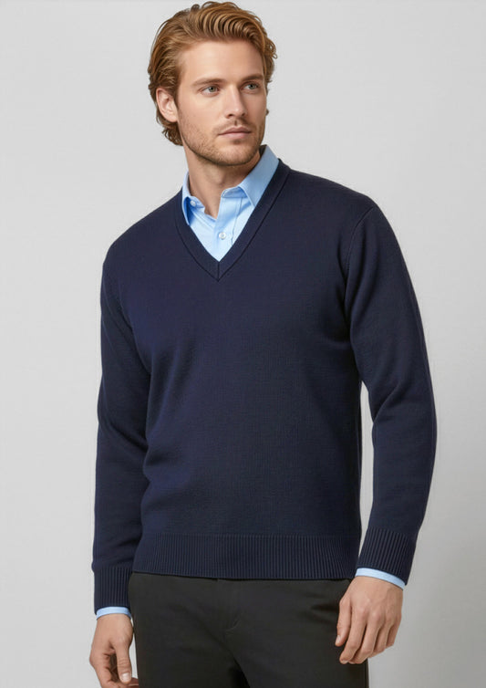 Biz Collection Mens Woolmix Knit Pullover - Navy