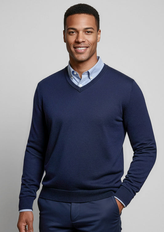Biz Collection Mens Roma Knit Pullover - Navy