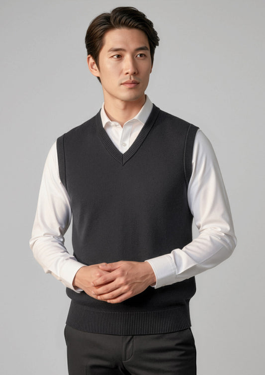 Biz Collection Mens Woolmix Knit Vest - Black