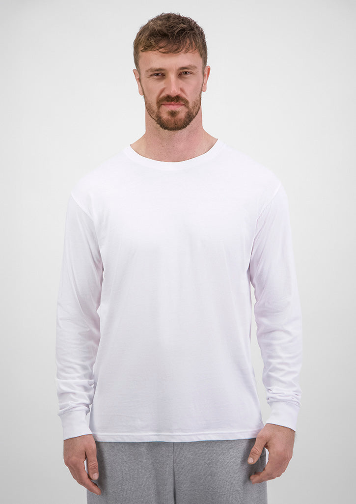 Good Mates Mens Basis Long Sleeve Tee - White