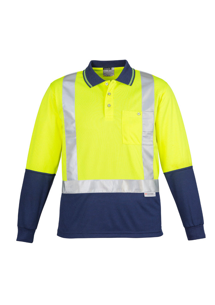 Mens Hi Vis Spliced Long Sleeve Polo - Shoulder Taped ZH234