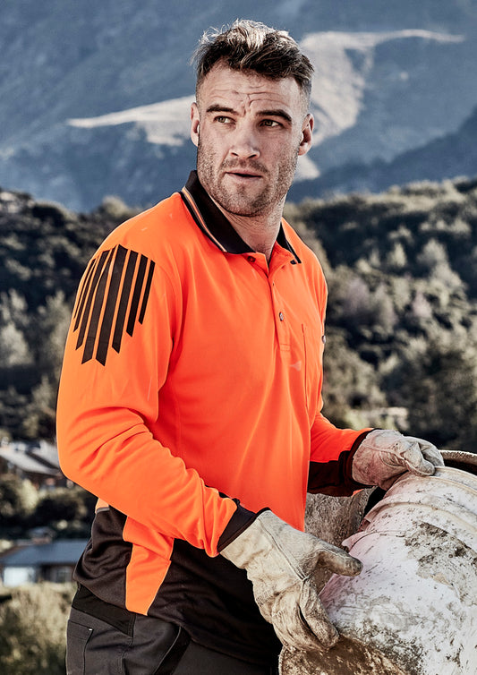 Mens Hi Vis Flux Long Sleeve Polo ZH310