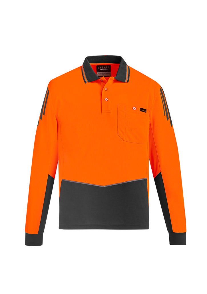 Mens Hi Vis Flux Long Sleeve Polo ZH310