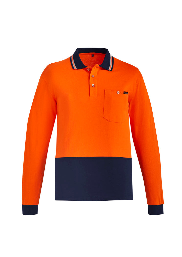 Mens Hi Vis Cotton Long Sleeve Polo ZH430
