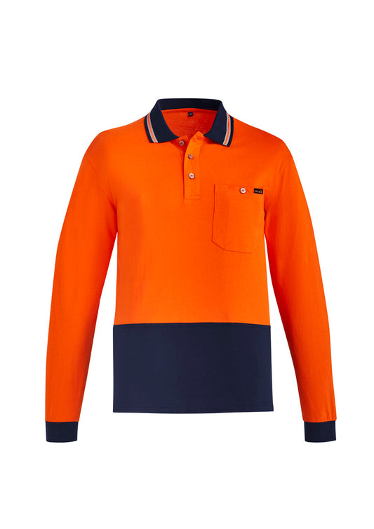 Mens Hi Vis Cotton Long Sleeve Polo ZH430