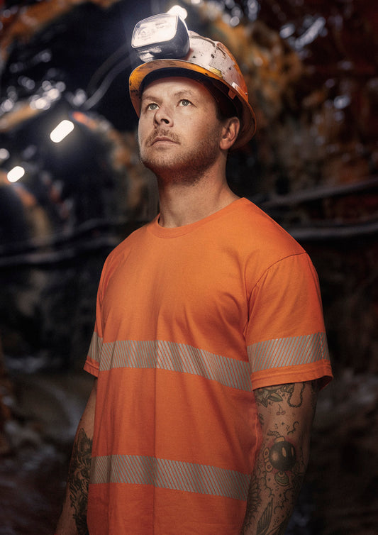 Mens Hi Vis Segmented Tape Cotton Tee Shirt ZH510