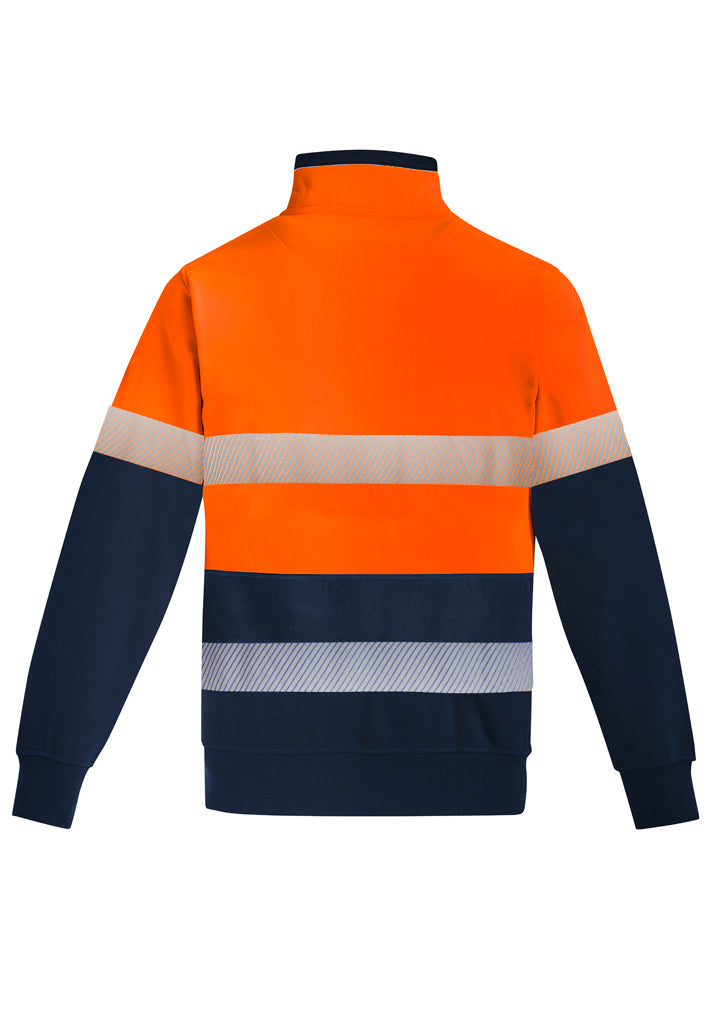 Mens Orange Flame Hi Vis 1/4 Zip Brushed Fleece Pullover - Hoop Taped ZT150