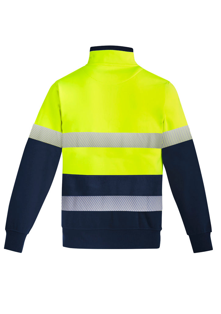 Mens Orange Flame Hi Vis 1/4 Zip Brushed Fleece Pullover - Hoop Taped ZT150