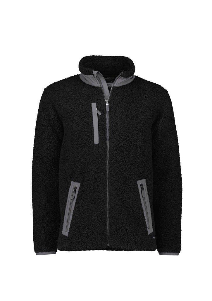 Black jacket with gray zippers on a white background