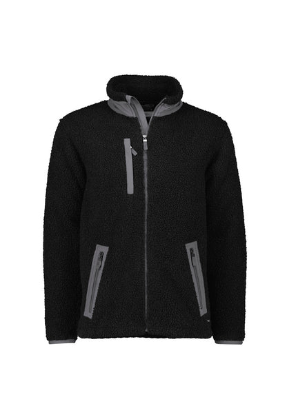 Black jacket with gray zippers on a white background