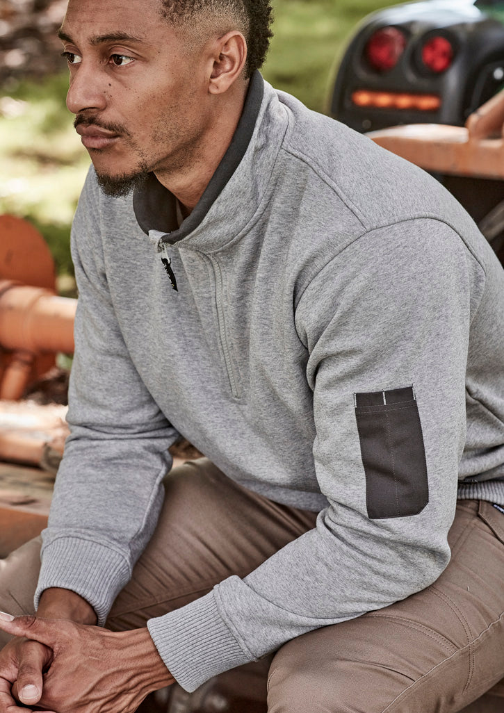 Syzmik Unisex 1/4 Zip Brushed Fleece Pullover - Grey Marle/Charcoal