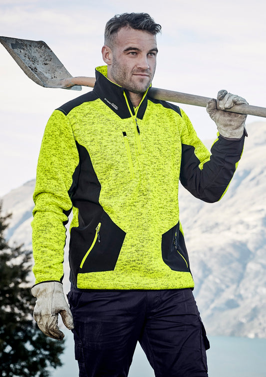 Syzmik Unisex Streetworx Reinforced Knit 1/2 Zip Pullover - Fluoro Yellow