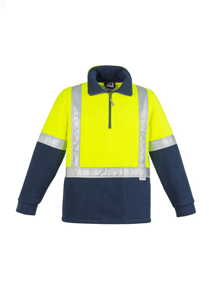 Syzmik Unisex Hi Vis Polar Fleece Pullover - Shoulder Taped - Yellow/Navy