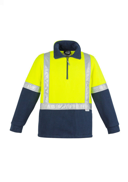 Syzmik Unisex Hi Vis Polar Fleece Pullover - Shoulder Taped - Yellow/Navy