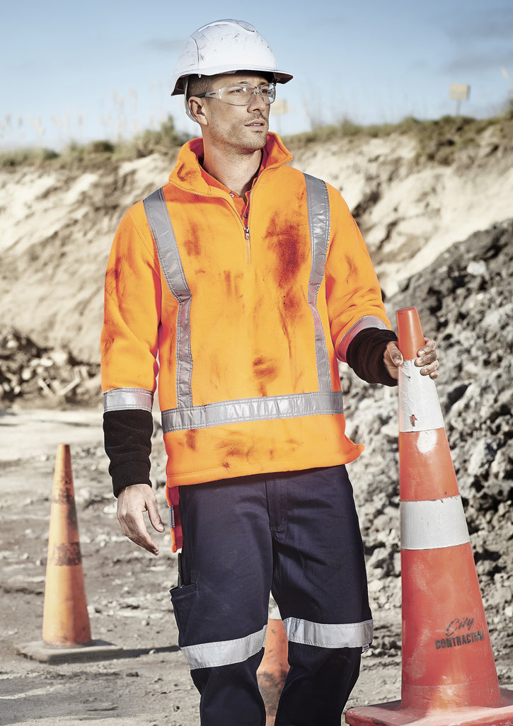 Syzmik Mens TTMC-W23 Polar Fleece Pullover - Orange/Navy