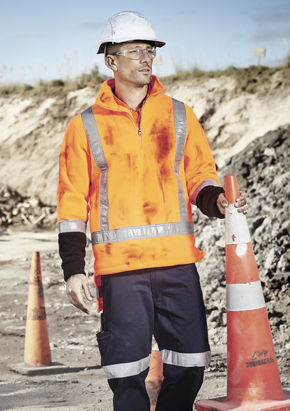 Syzmik Mens TTMC-W23 Polar Fleece Pullover - Orange/Navy