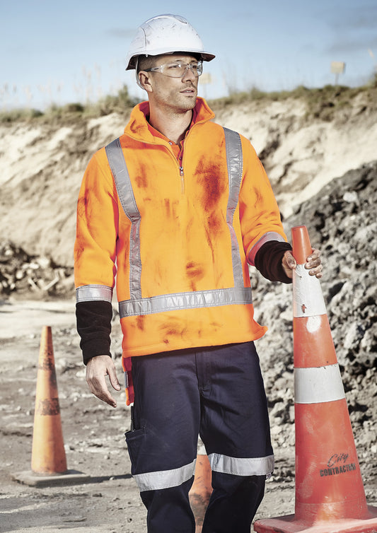 Syzmik Mens TTMC-W23 Polar Fleece Pullover - Orange/Navy