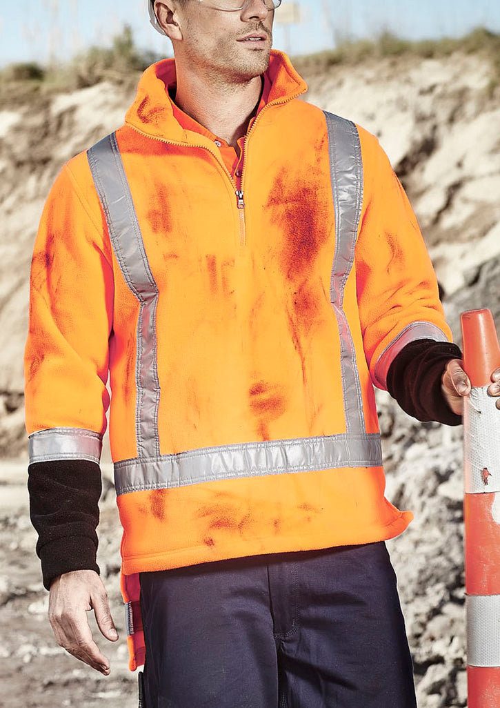 Syzmik Mens TTMC-W23 Polar Fleece Pullover - Orange/Navy