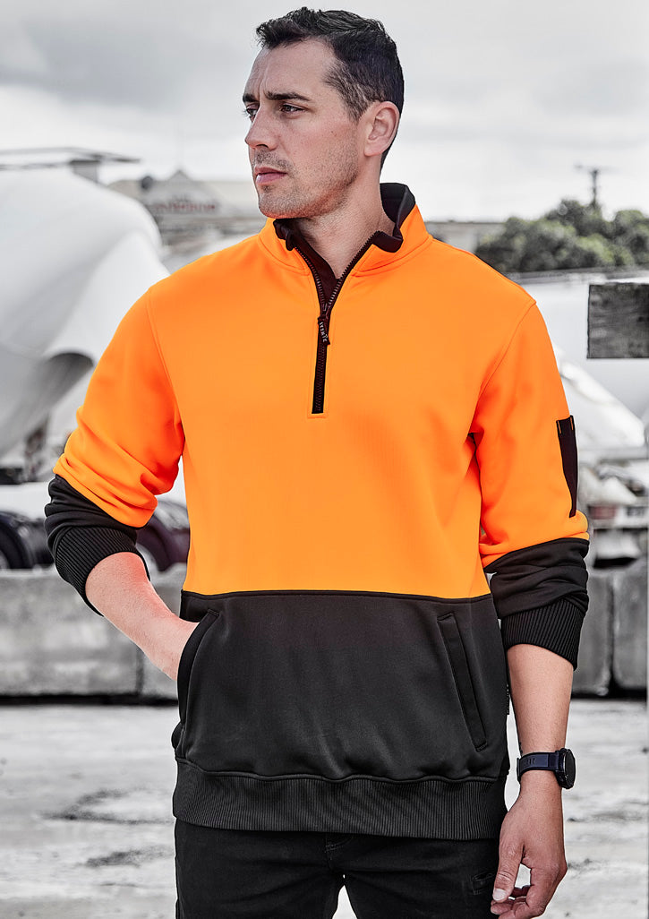 Syzmik Unisex Hi Vis 1/2 Zip Pullover - Orange/Black