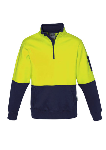 Syzmik Unisex Hi Vis 1/2 Zip Pullover - Yellow/Navy