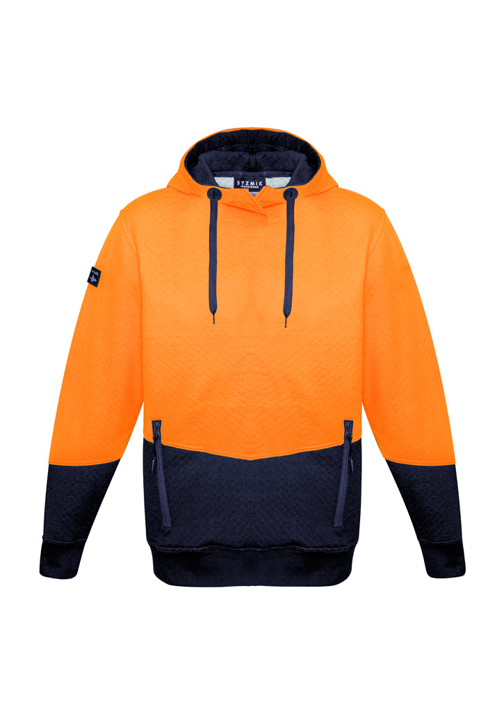 Syzmik Unisex Hi Vis Textured Jacquard Hoodie - Yellow/Charcoal