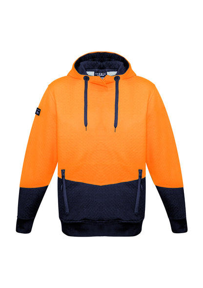 Syzmik Unisex Hi Vis Textured Jacquard Hoodie - Yellow/Charcoal