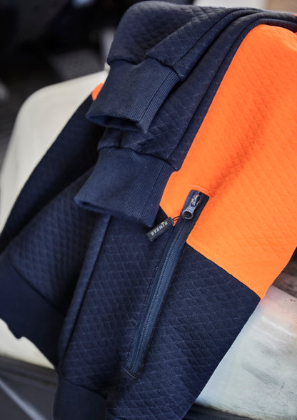 Syzmik Unisex Hi Vis Textured Jacquard Hoodie - Orange/Navy