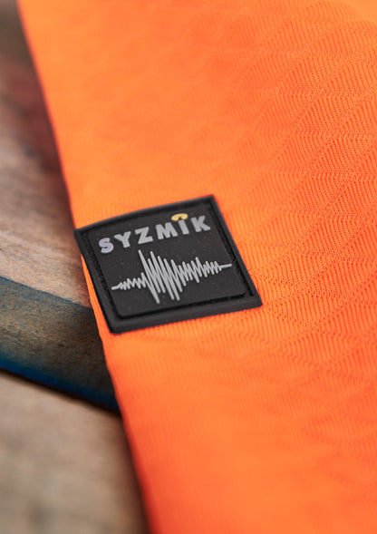 Syzmik Unisex Hi Vis Textured Jacquard Hoodie - Orange/Navy