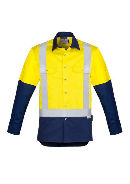 Syzmik Mens Industrial Long Sleeve Shirt - Shoulder Taped - Yellow/Navy