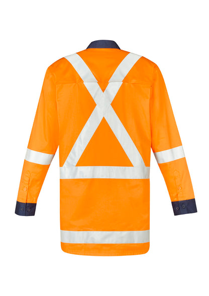 Syzmik Mens TTMC-W23 X Back Work Shirt - Orange/Navy