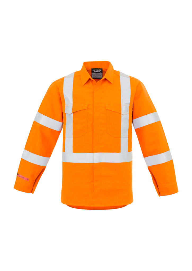 Syzmik Mens Red Flame Hi Vis X Back Shirt - Orange