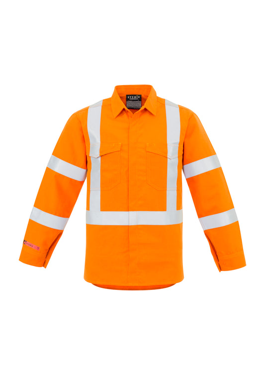 Syzmik Mens Red Flame Hi Vis X Back Shirt - Orange