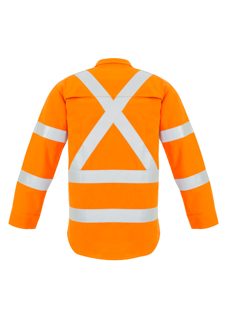 Syzmik Mens Red Flame Hi Vis X Back Shirt - Orange