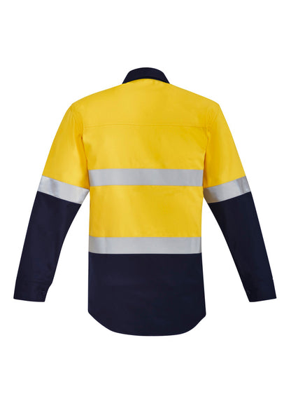 Mens Orange Flame Hi Vis Open Front Spliced Shirt - Hoop Taped ZW140