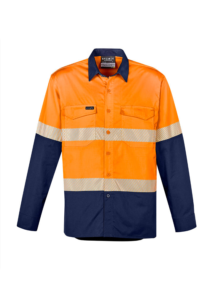 Mens Rugged Cooling Hi Vis Segmented Tape Long Sleeve Shirt ZW229